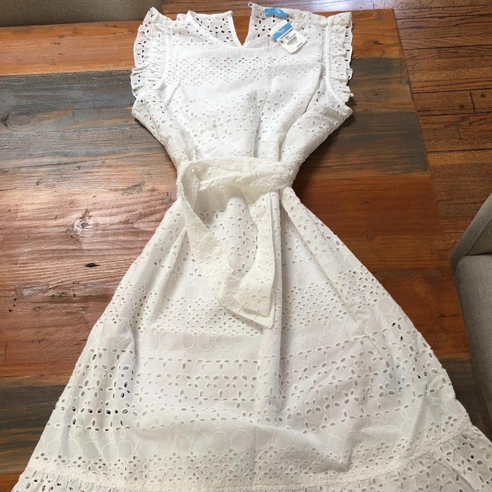 J. McLaughlin White Zita Eyelet Dress - Size Small